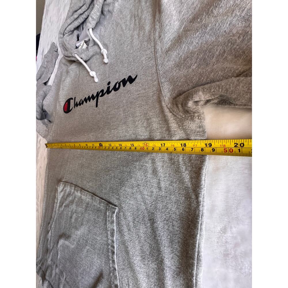 Champion Mens Size M Gray Script Logo Lightweight T-Shirt Pullover Hoodie Shirt - Picture 7 of 9